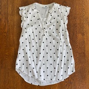 White & Black Polka Dot Sleeveless Blouse
